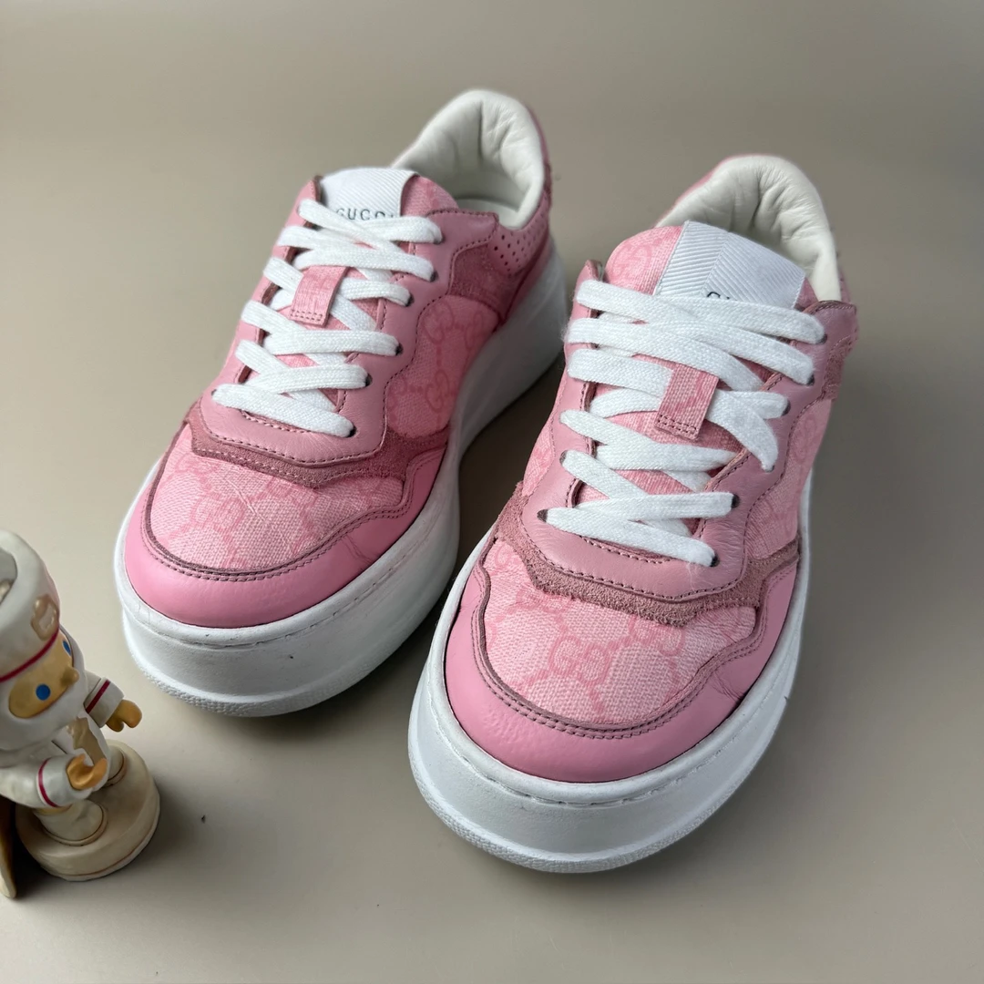99新 GUCCI/古驰 白粉双G满印饼干鞋 35码 YLP4237