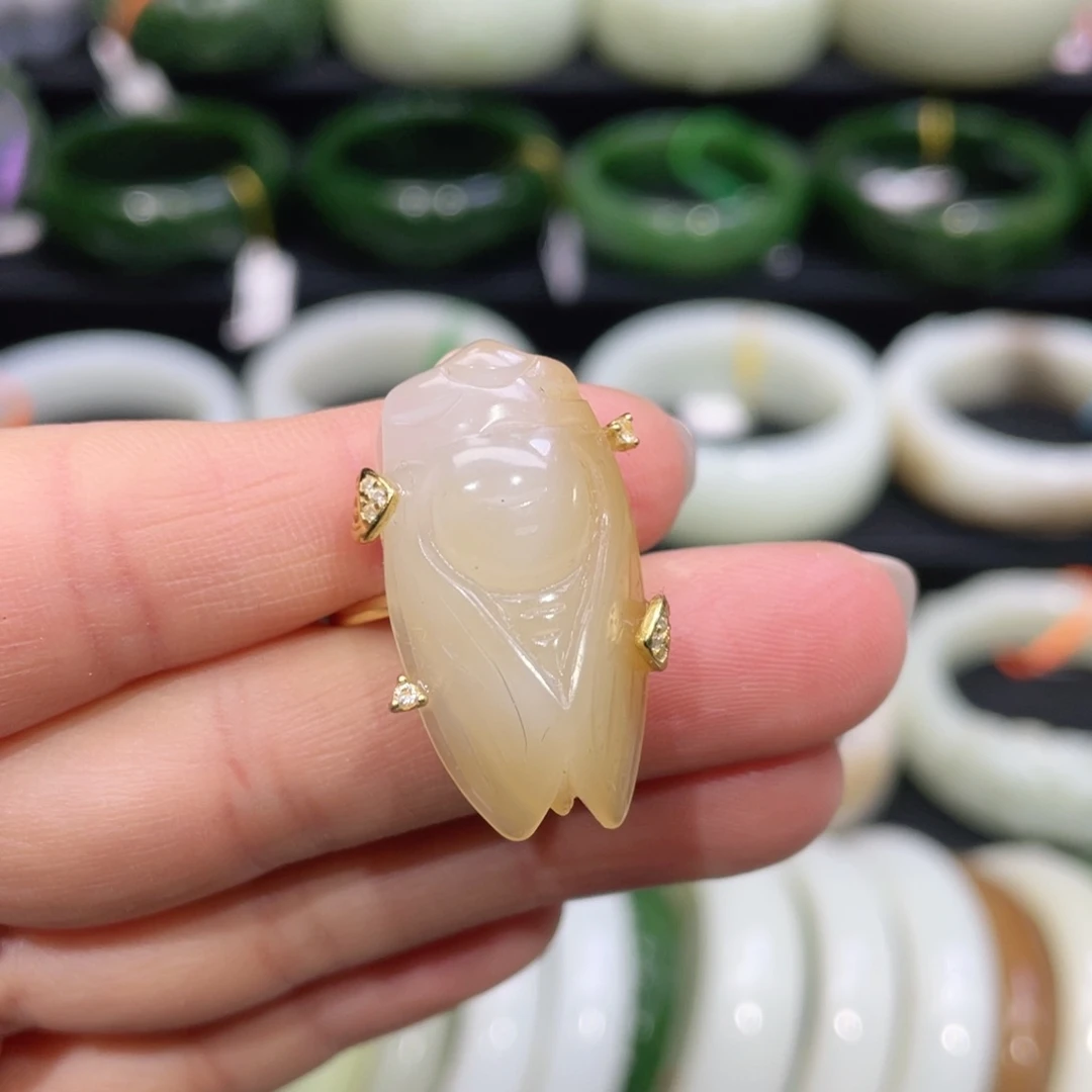 银S925镶嵌戒指和田玉