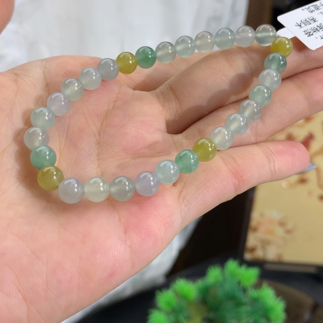翡翠未镶嵌手串卡6冰胶多宝手串