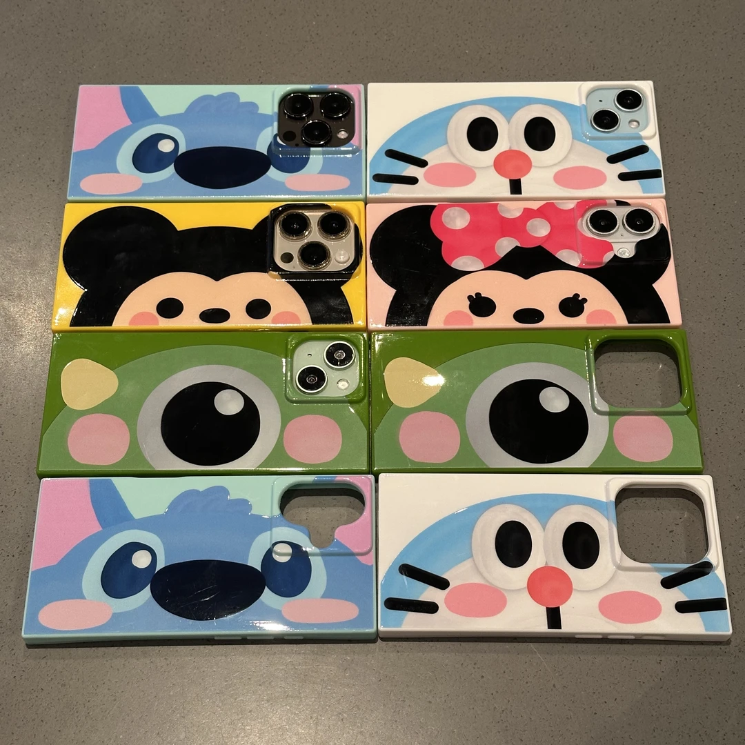 欧克里里大脸叮当适用苹果15/16promax手机壳冰晶方块14/13/12/11