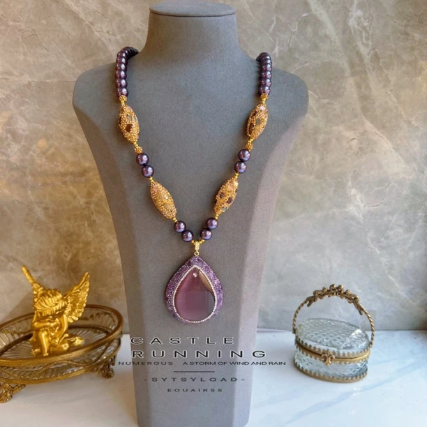 铜合金项链 紫罗兰弗娜系列 多彩满镶嵌2032手工气质精美百搭紫色