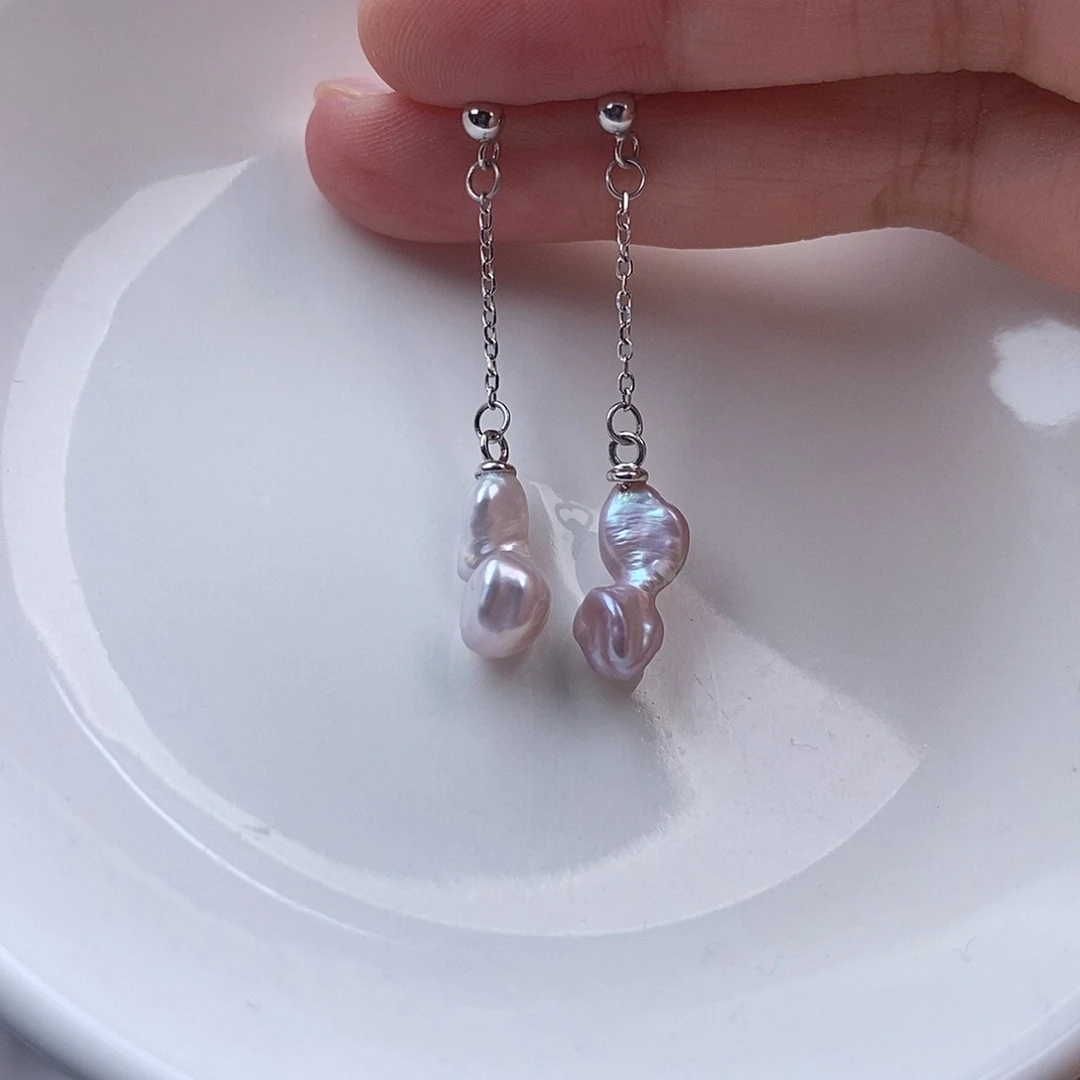 耳饰淡水珍珠银S925镶嵌微瑕