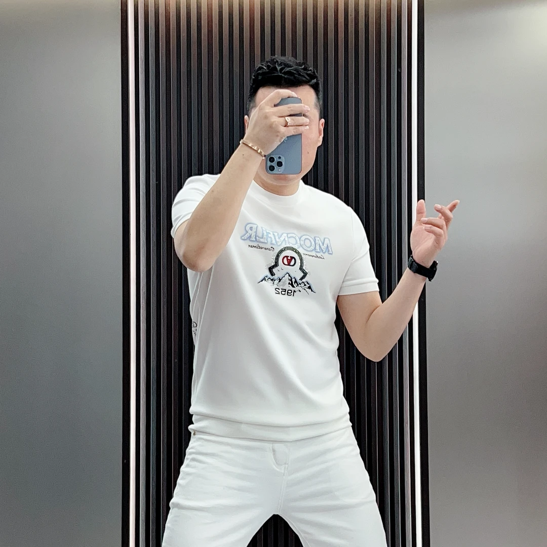 新款夏季2025年印花轻奢百搭休闲高品质修身男士印花圆领短袖