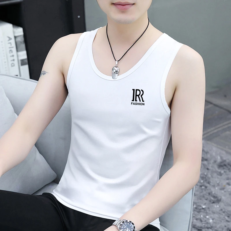 背心夏季棉质套头薄款男士运动新款健身坎肩无袖修身白色打底汗衫