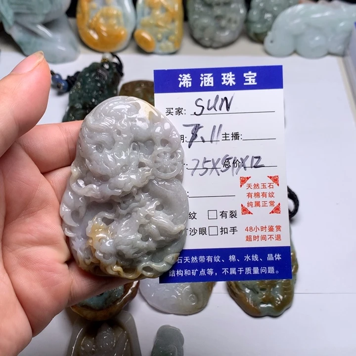 翡翠未镶嵌颈饰S****y龙牌