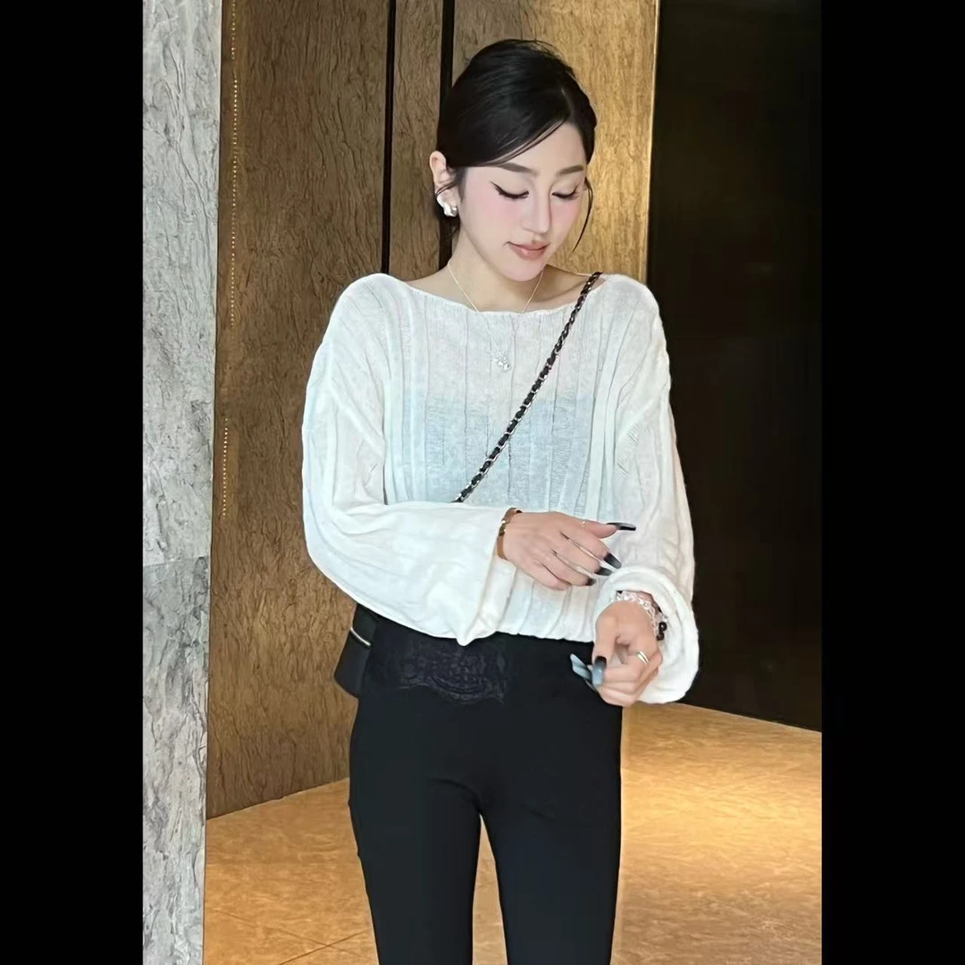 TANMEI 百搭时尚落肩袖针织上衣