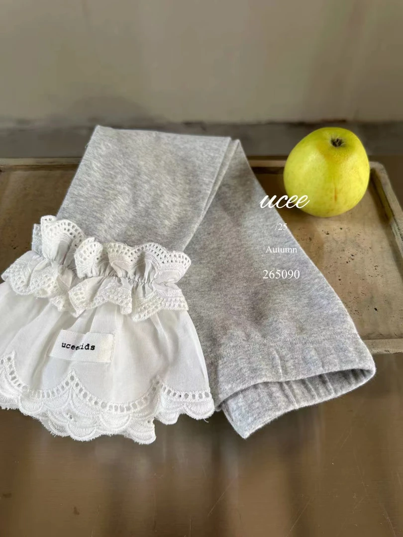 女童灰色花边打底裤（YX-265090-秋A）汉服