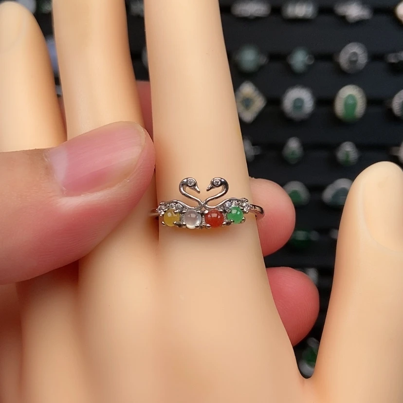 【闪购商品】翡翠戒指银S925镶嵌兮兮