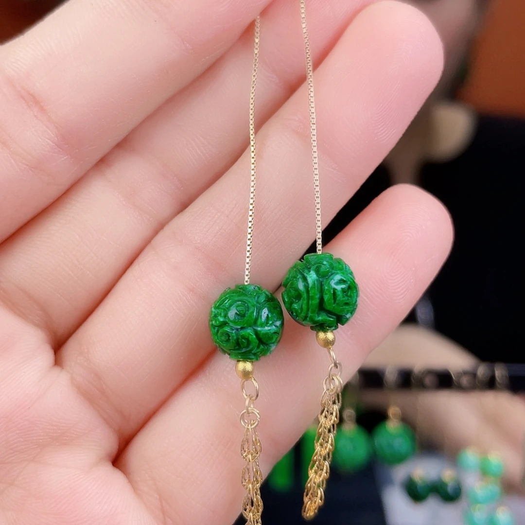 翡翠银S925镶嵌耳饰