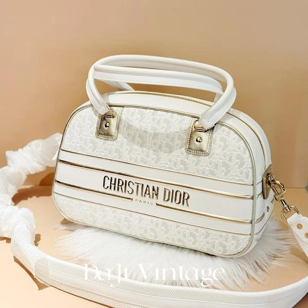 99新 DIOR/迪奥 大吉中古/Dior迪奥白金镂空保龄球中号斜挎包