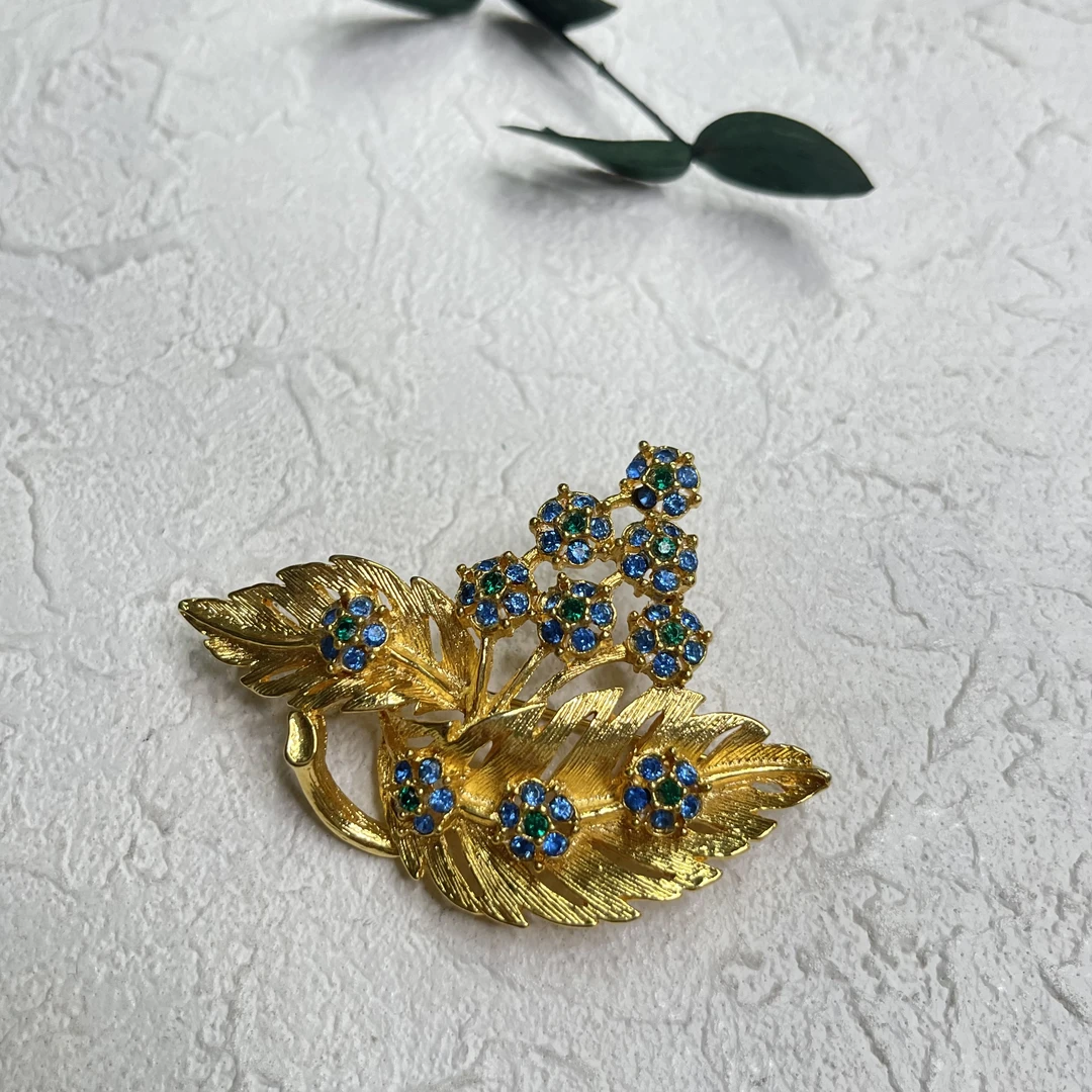 铜合金合成锆石胸针 【六六中古】孤品复古胸针th4305