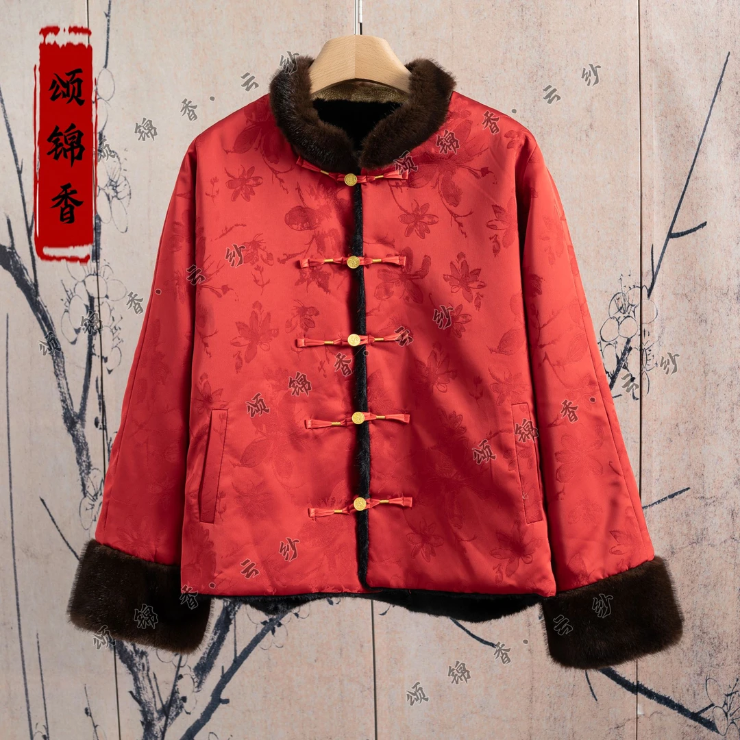 【锦】新中式国风双面双穿|冬季设计师款红色加绒保暖外套A132