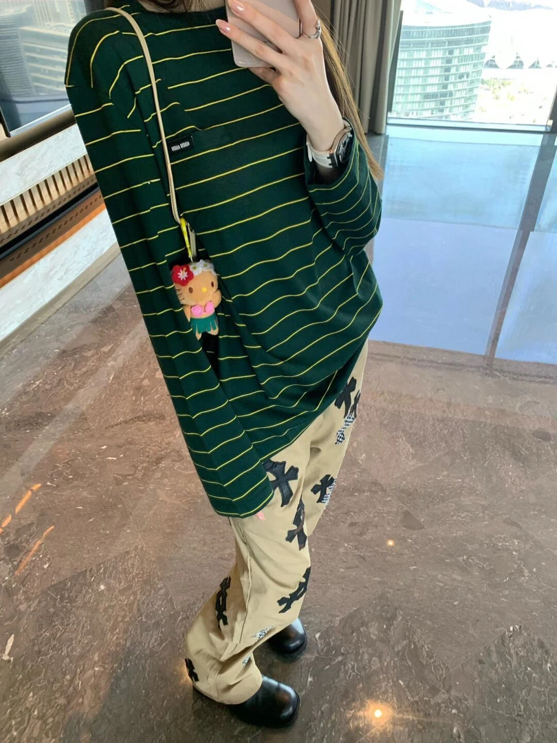 MM小标绿色条纹长袖