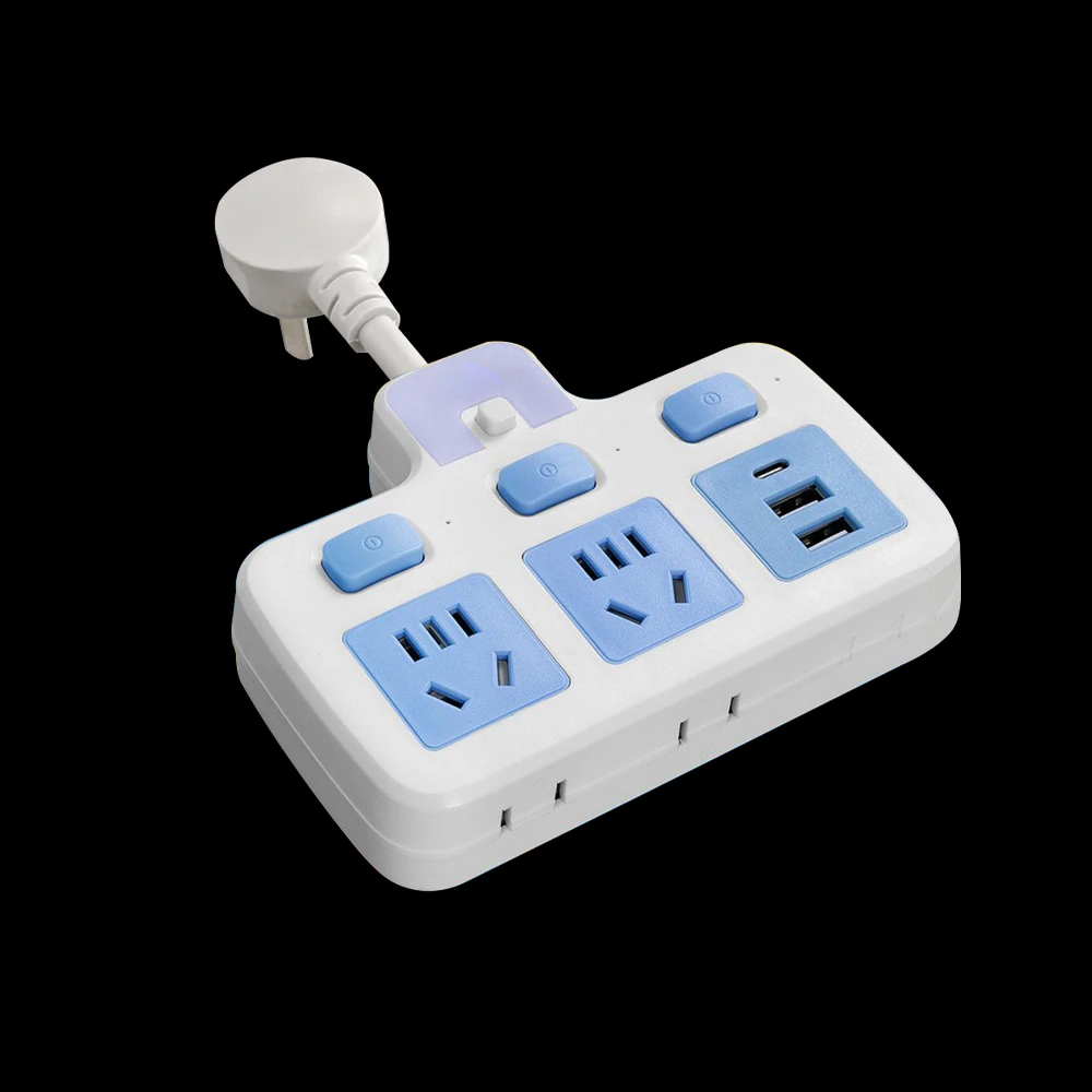 新款多功能插座转换器家用办公多孔插线板USB夜灯一转三转换插头