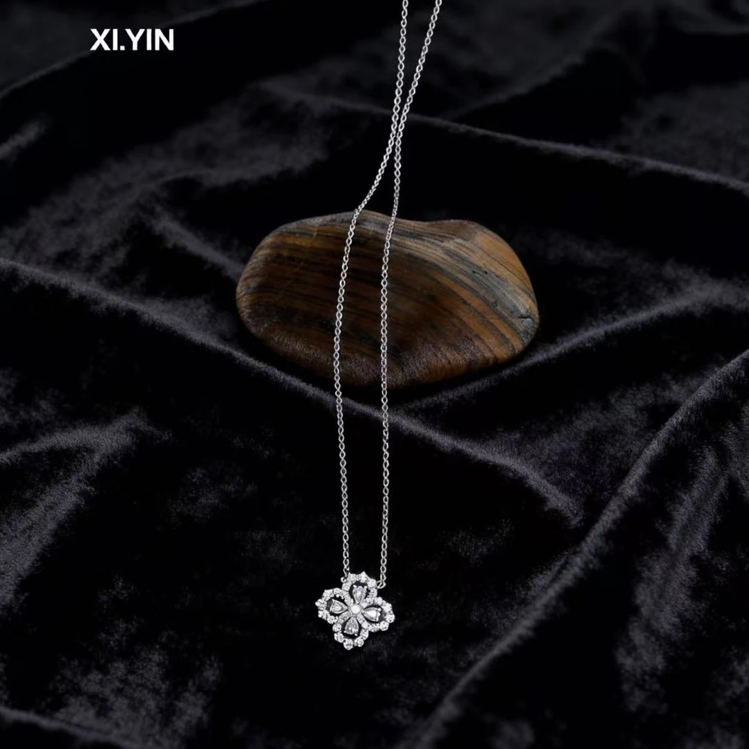 坠链均925银 满钻花花项链