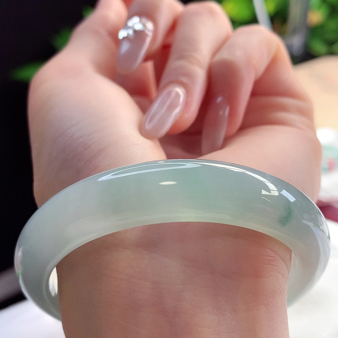 未镶嵌手镯翡翠天然A货翡翠55-56薄荷绿气泡水 清新12号