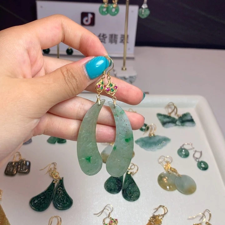翡翠银S925镶嵌耳坠耳饰