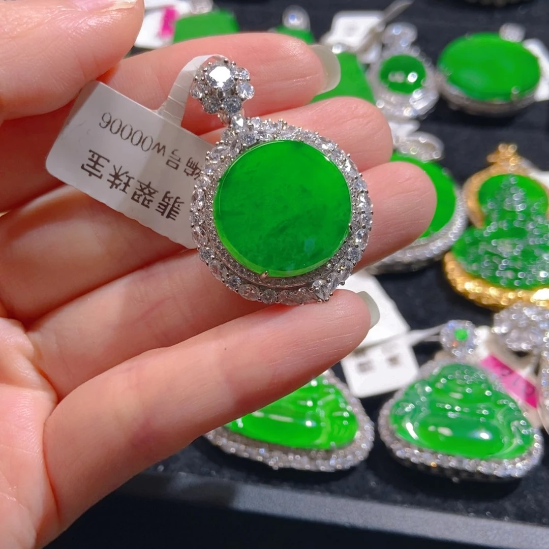 翡翠吊坠(不含链)银S925镶嵌