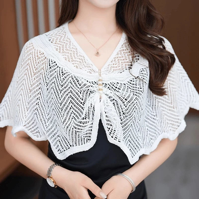 女士洋气高档针织披肩套头款式防寒防晒新款妈妈秋装中老年妈妈装