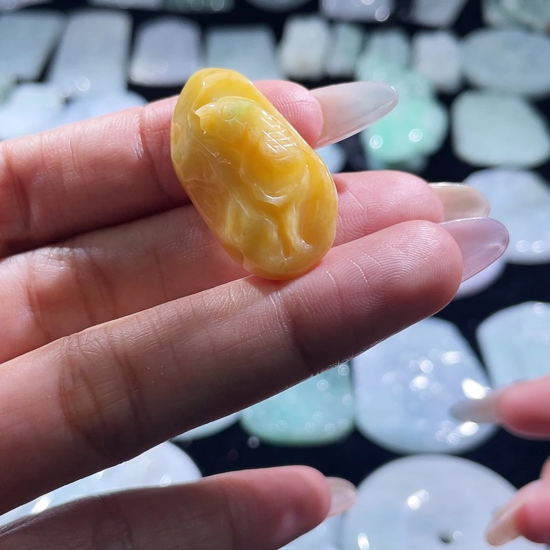 翡翠未镶嵌颈饰鱼牌