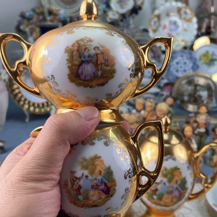 中古瓷器小房子盘子