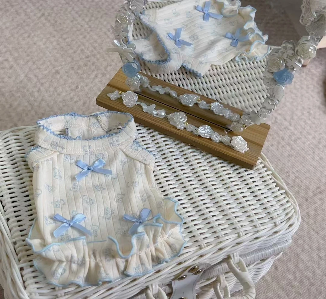 夏日蓝色小熊家居服宠物衣服｜小饼干手作