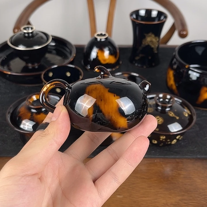 壶玳瑁釉迷你南瓜壶