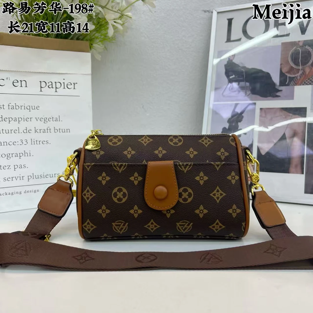 高级感轻奢经典女包印花百搭斜挎通勤包198棕