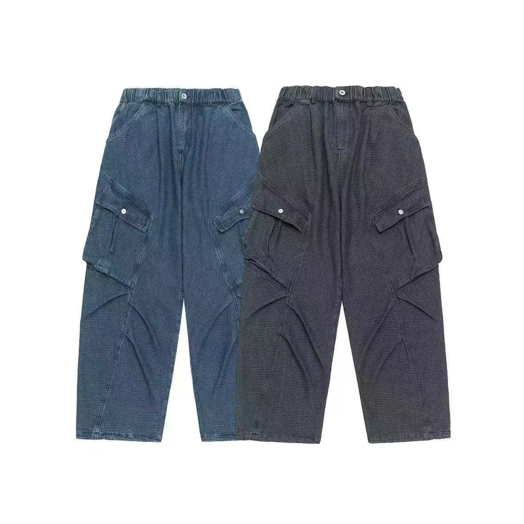 cityboy日系复古宽松阔腿牛仔裤男女休闲直筒百搭伞兵裤长裤子