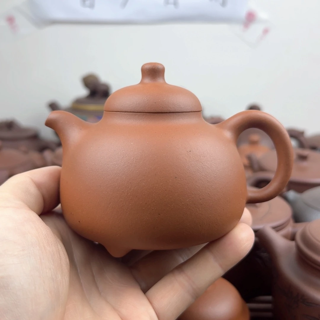 茶壶紫砂三足乳鼎240cc黄龙山红泥