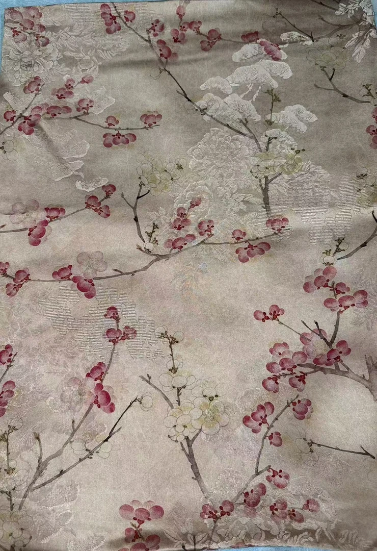 【梅花赋】140*140香云湖丝重缎老料丝巾围巾披肩