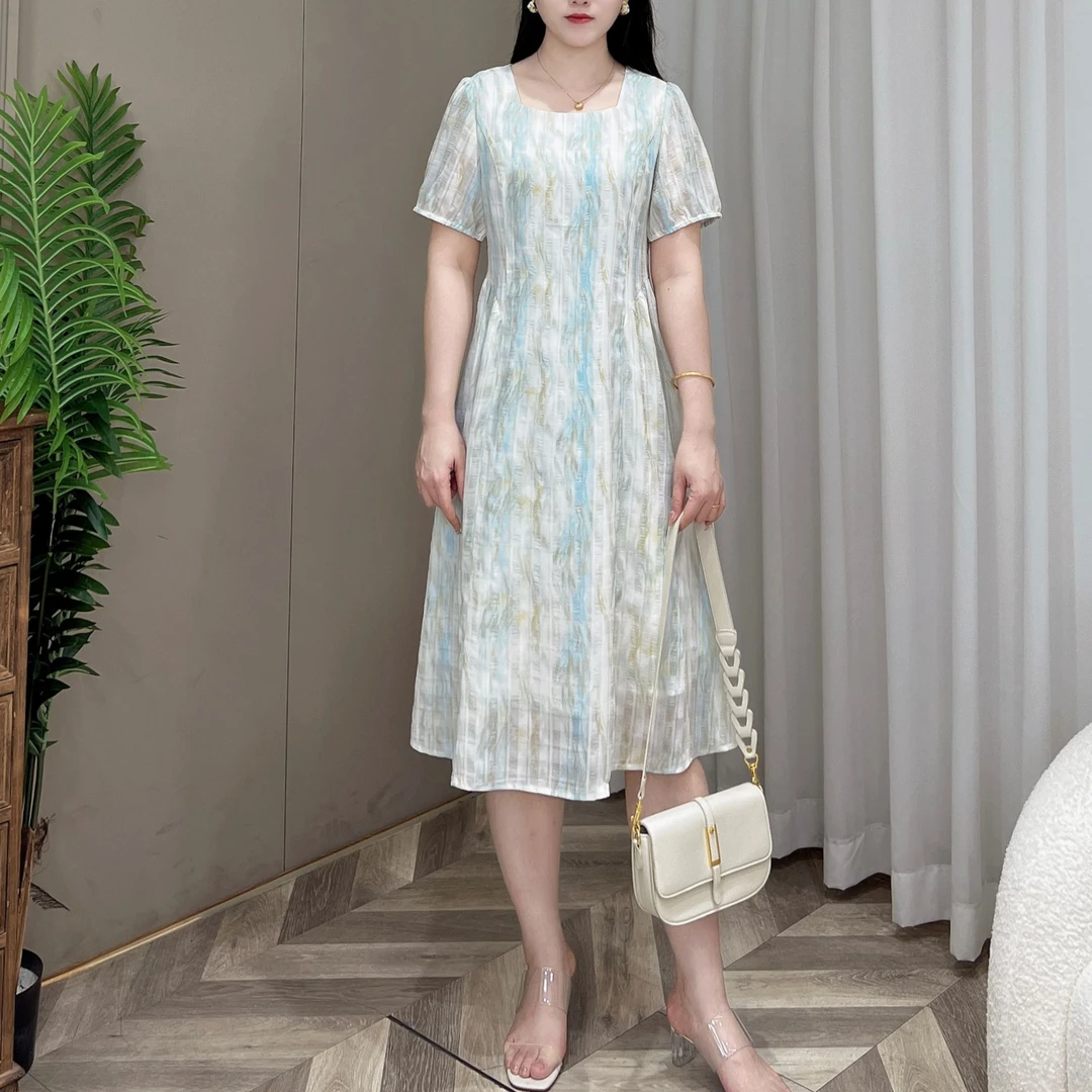 连衣裙【悦林大码】PDM22225夏季新款法式休闲优雅风减龄显瘦连衣裙