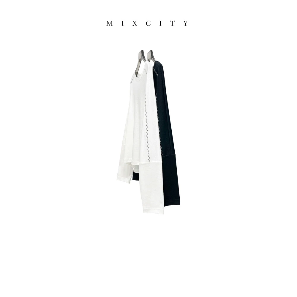 【MIXCITY亚楠家】竹节◆秋季新款韩版慵懒松弛感竹节棉T恤8290