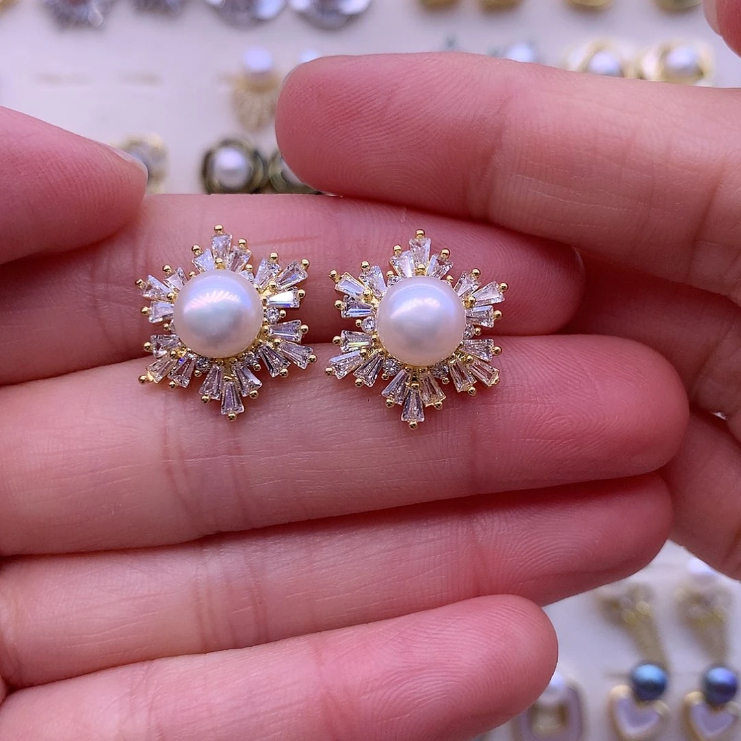 淡水珍珠耳饰合金