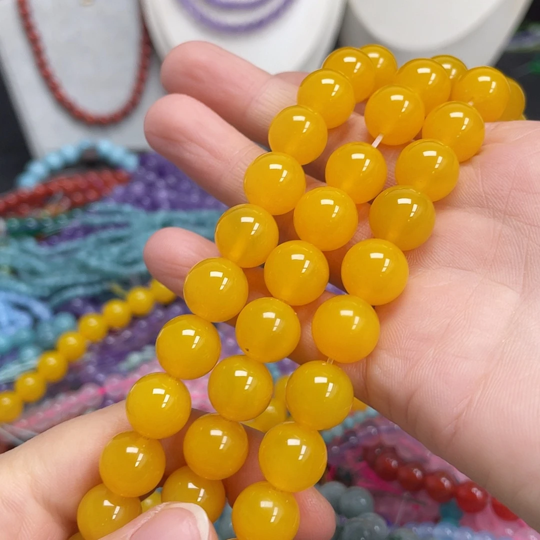 玛瑙/玉髓未镶嵌半成品黄玛瑙12m