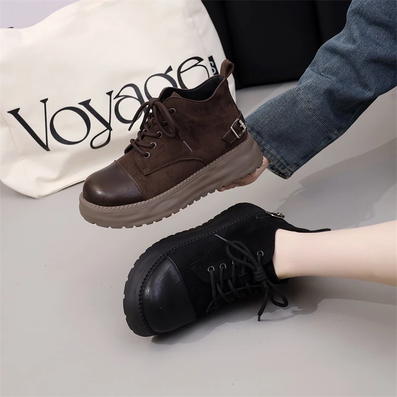 厚底马丁靴女2025新款秋冬季时尚百搭加绒爆款增高显瘦女靴短靴子