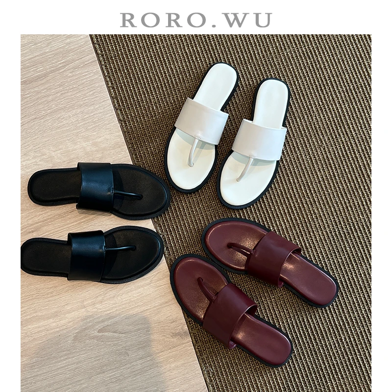 娆娆吴·头层牛皮夏季极简夹趾休闲懒人日常外出百搭拖鞋T505
