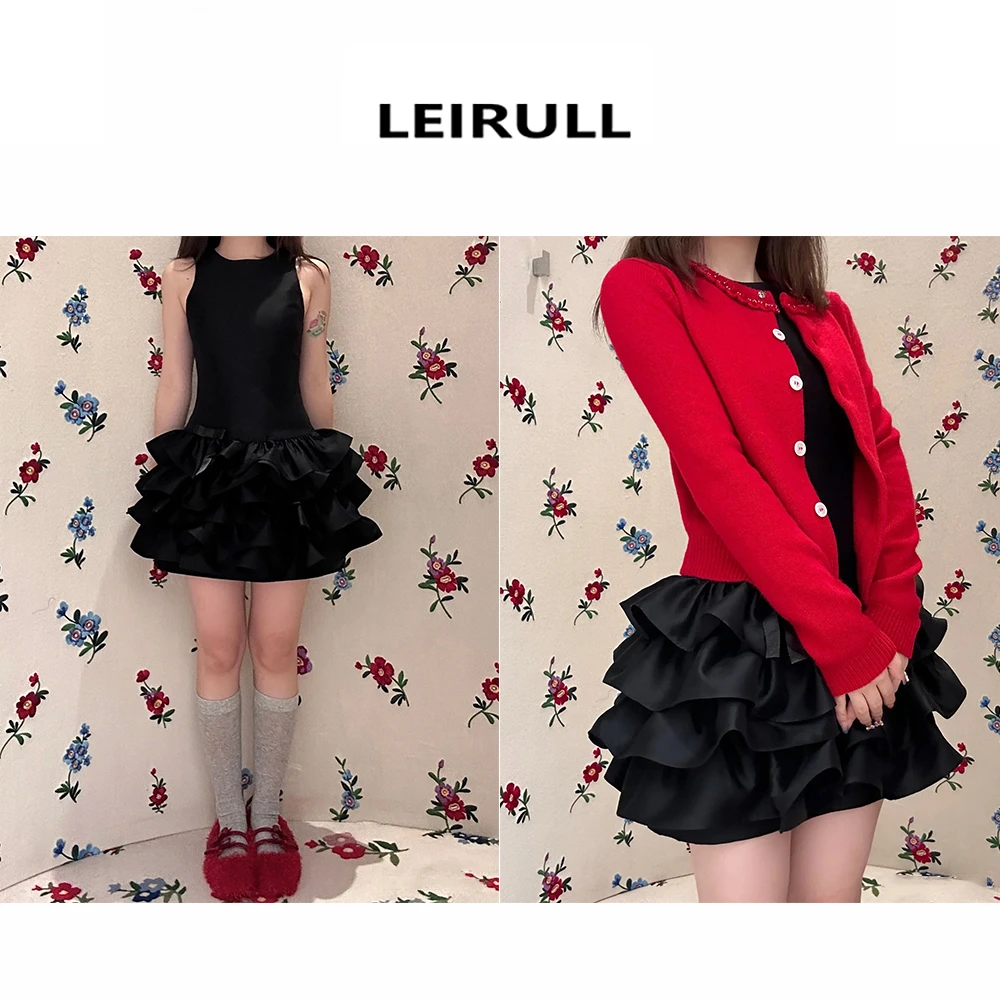 sst圆领红色开衫＋黑色芭蕾蛋糕连衣裙 正确版本