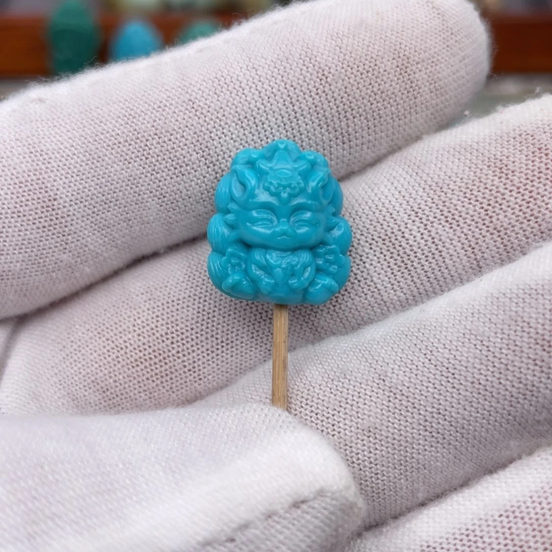 绿松石挂件未镶嵌九尾狐狐仙