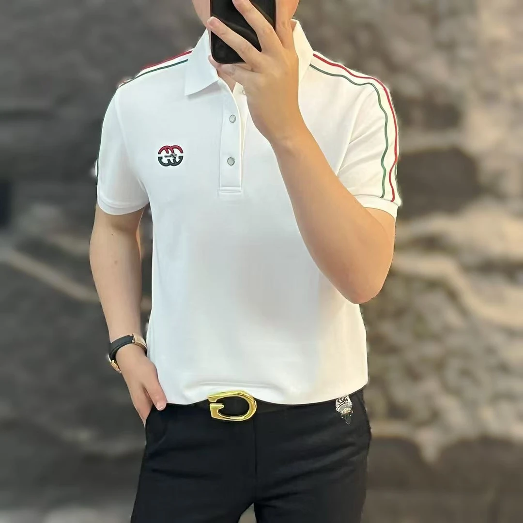 新款高端男士潮流百搭个性胸标休闲POLO衫TBIT25SS3302