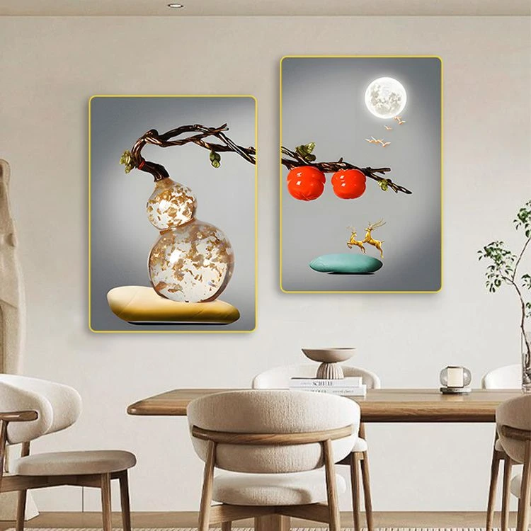 L028现代简约餐厅装饰画轻奢艺术饭厅挂画客厅餐桌壁画餐厅两联画