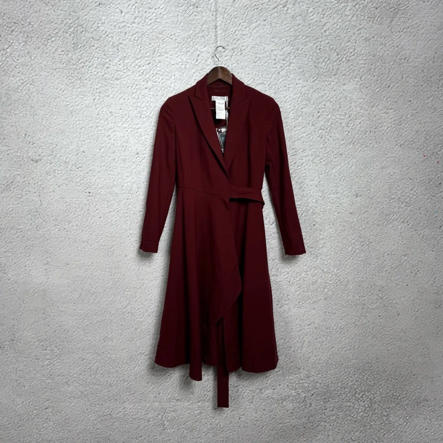 99新 MaxMara Maxmara红色长款大衣