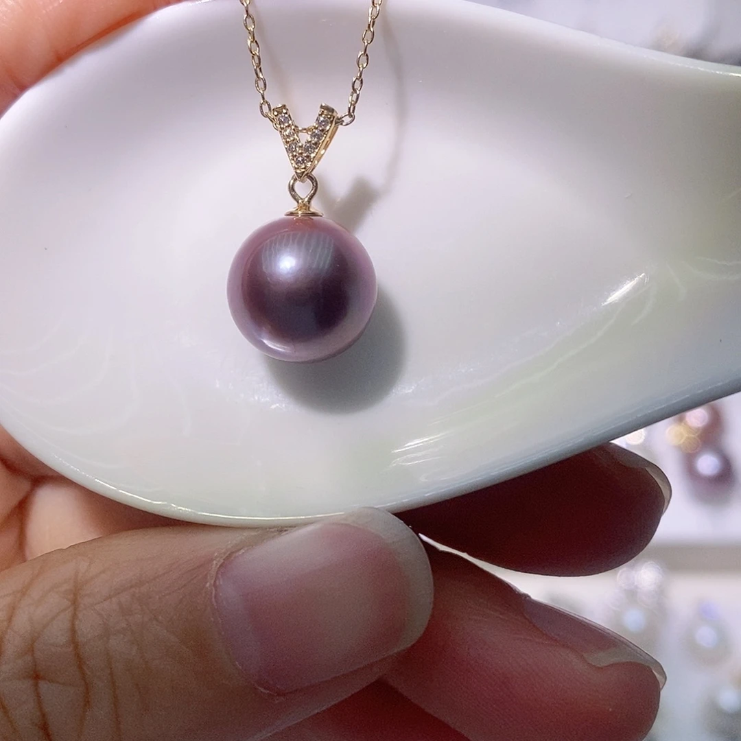 淡水珍珠吊坠(赠链)银S925镶嵌尺寸11/12毫米