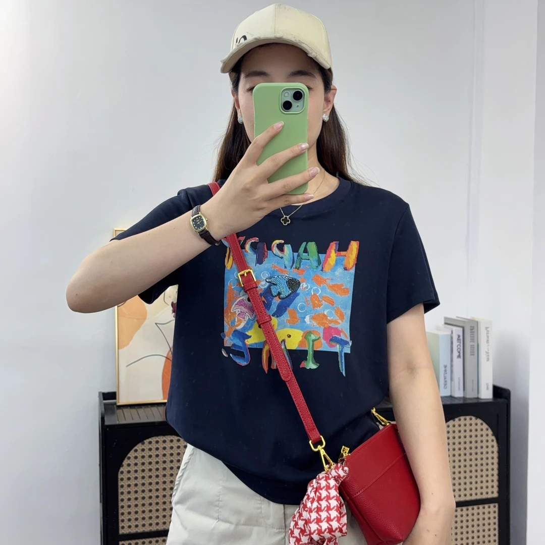 U.Ni【海洋世界】夏季正肩圆领宽松棉T恤短袖180克