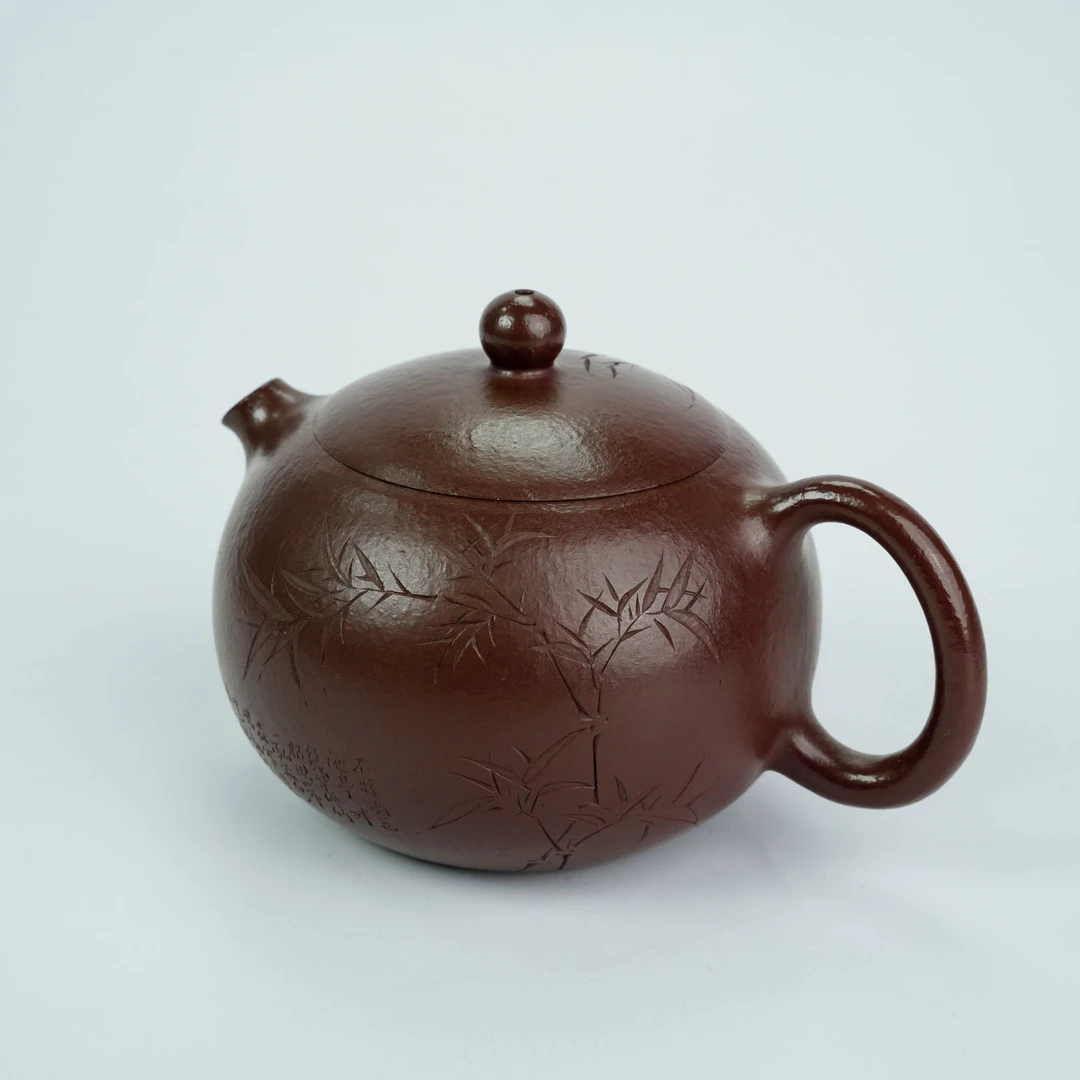 YT-4028宜兴原矿手工紫砂壶紫泥刻绘西施170CC