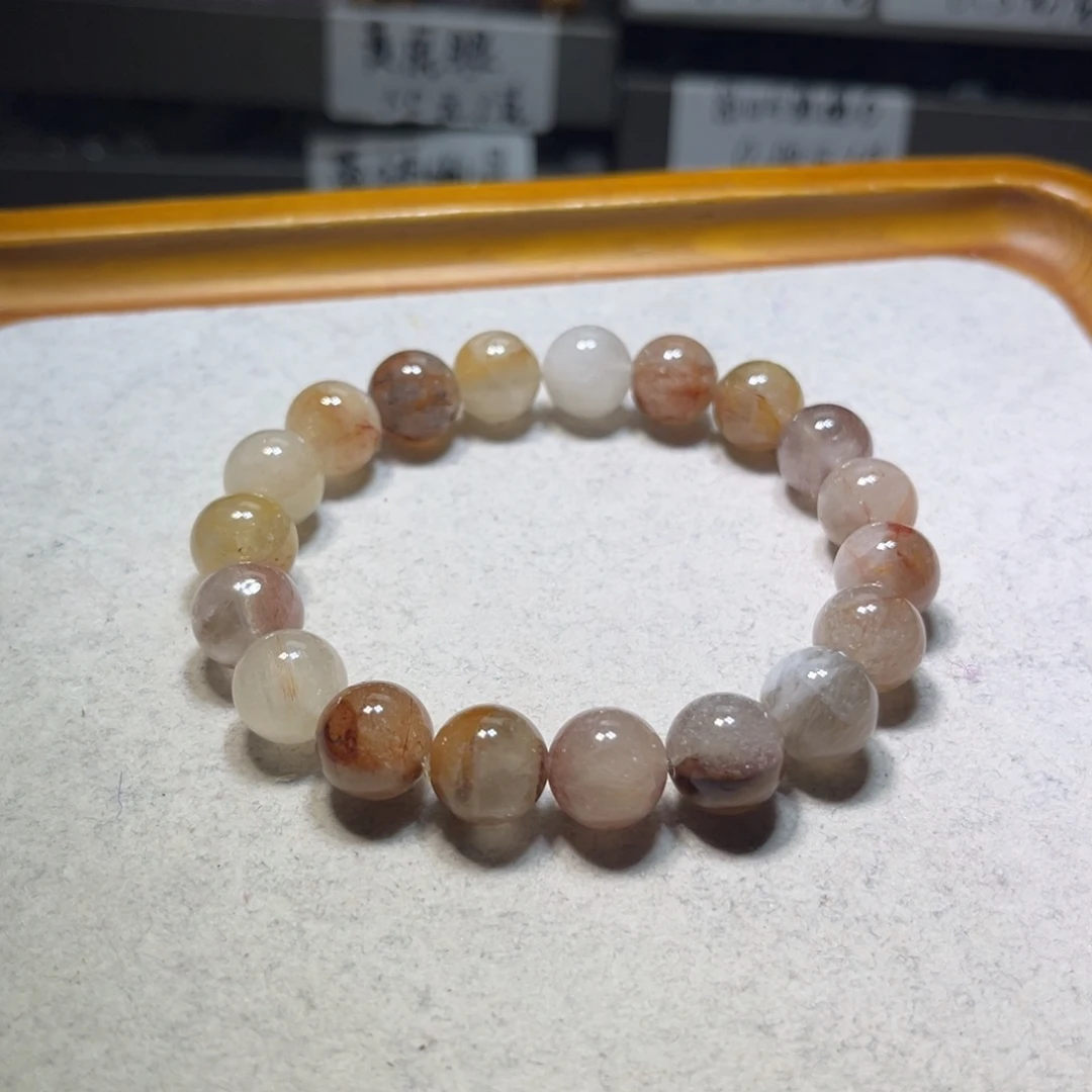 水晶手链未镶嵌11.1mm糯体彩兔毛