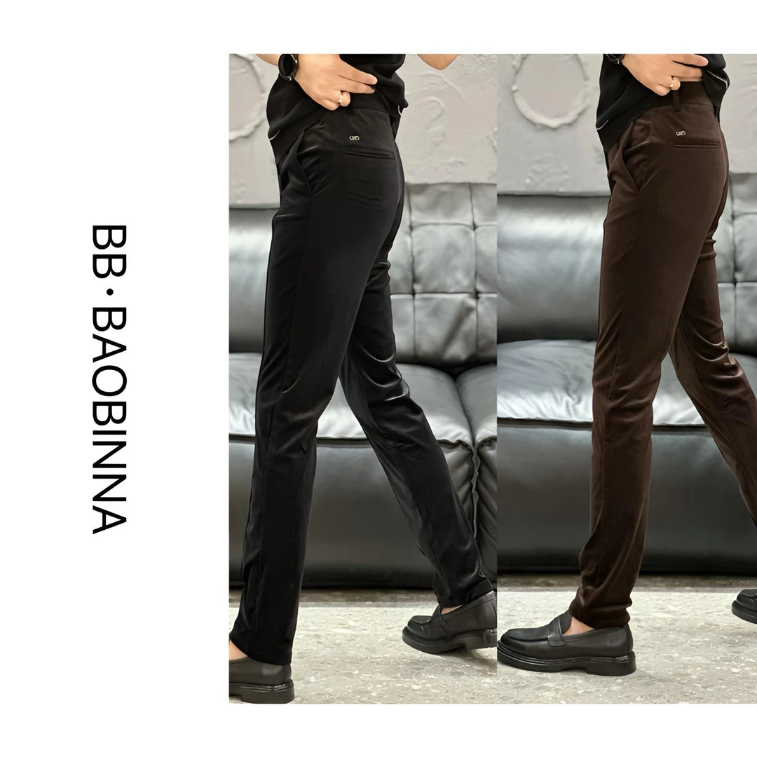 小野· 男装 | 早秋、立体剪裁" 高端男士丝绒休闲裤8672