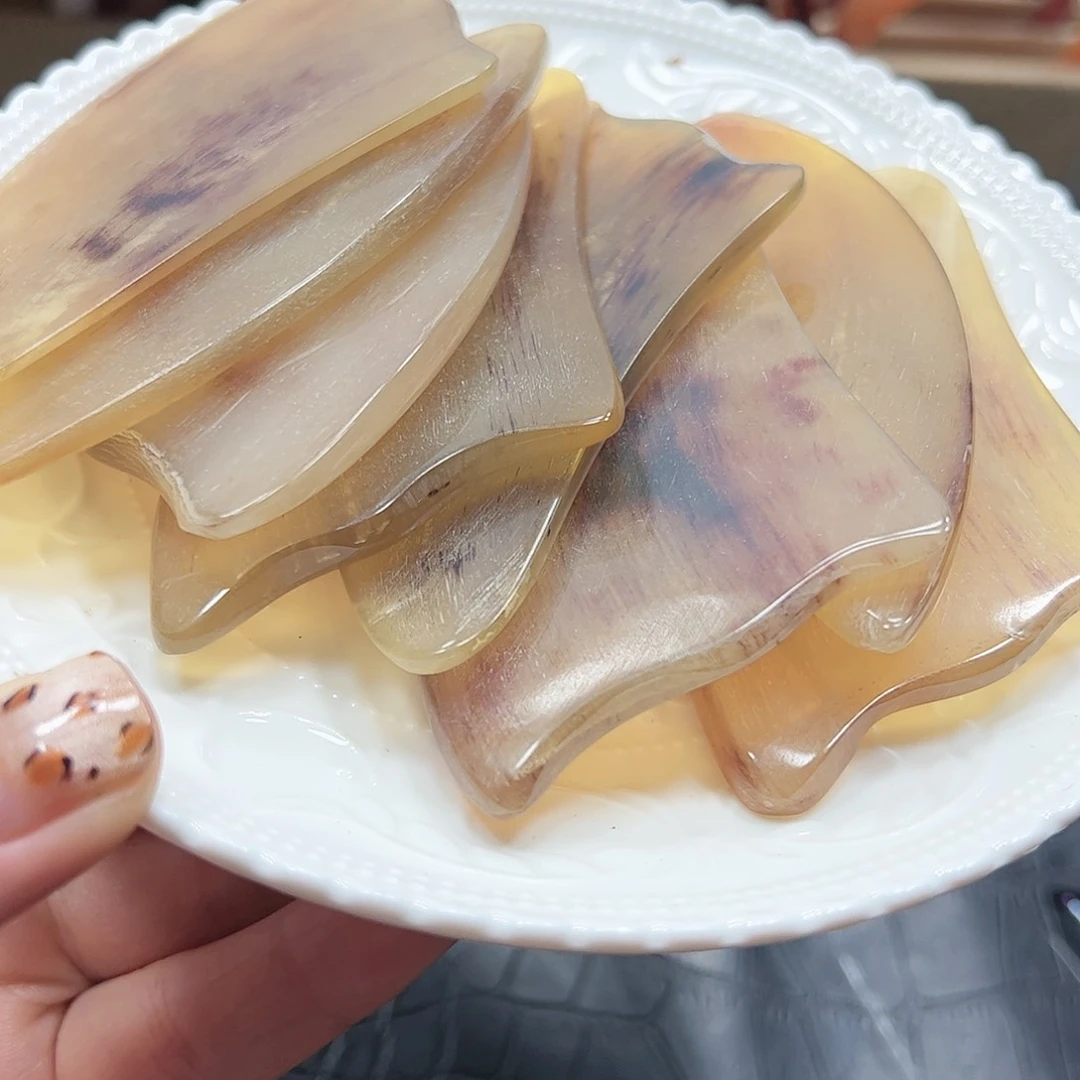 烟晶手链22K金镶嵌羚羊角刮痧板