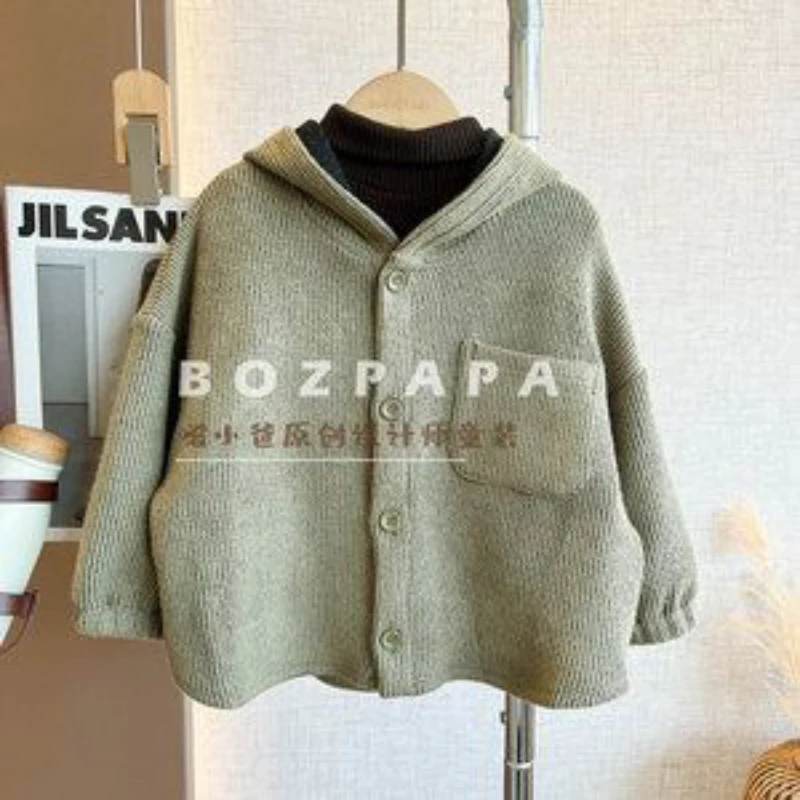 【灰雾绿影】坑条加绒连帽外套