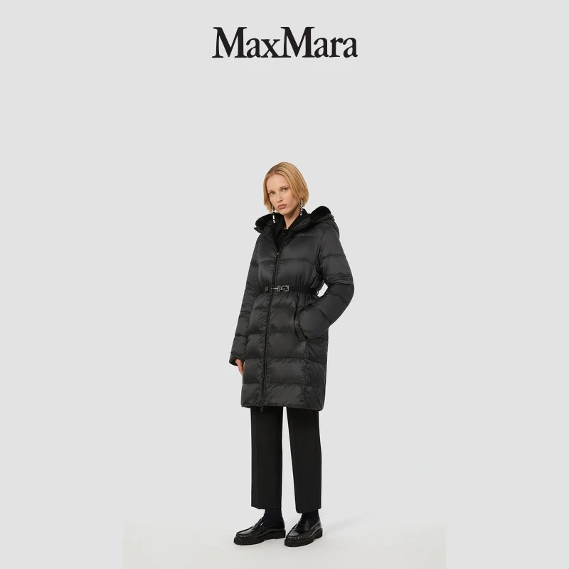 MaxMara 2025秋冬新品女装黑色微喇高腰西装长裤9136045306